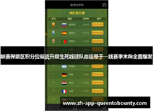 联赛保级区积分拉锯战升级生死线球队命运悬于一线赛季末段全面爆发